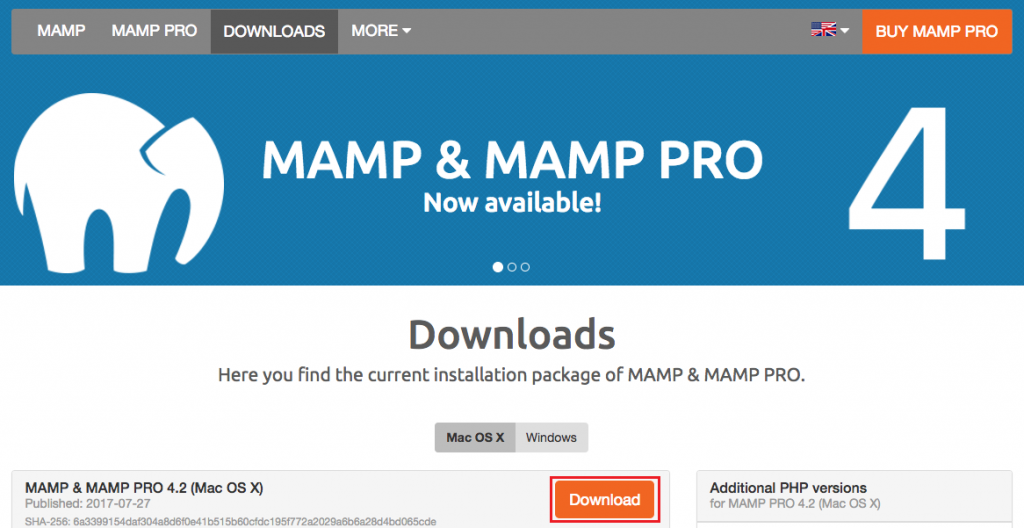 MAMPダウンロード