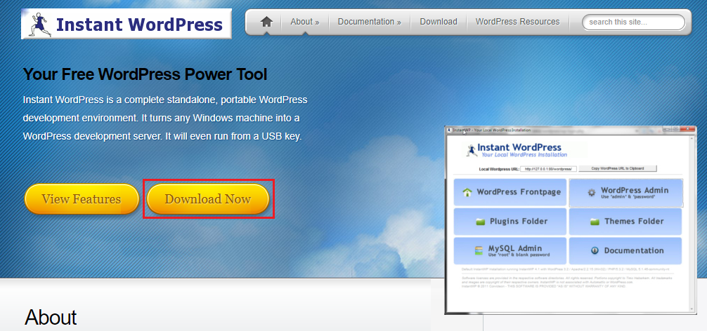 InstantWordPressの公式サイト訪問